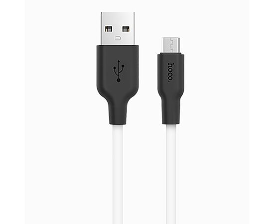  Кабель USB - micro USB Hoco X21 Silicone для HTC/Samsung (100 см) (black/white) 