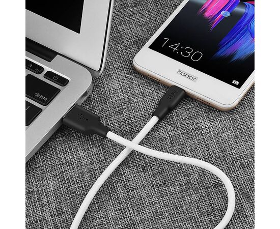  Кабель USB - micro USB Hoco X21 Silicone для HTC/Samsung (100 см) (black/white) 