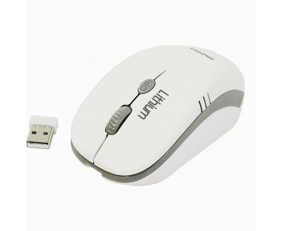  Мышь оптическая беспроводная Smart Buy SBM-344CAG-WG ONE с зарядкой от USB (white/grey) 