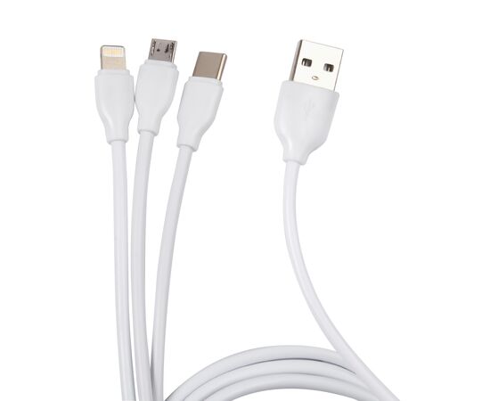  Дата-кабель mobility 3в1, USB – microUSB + Lightning + Type-C, 2A, белый 