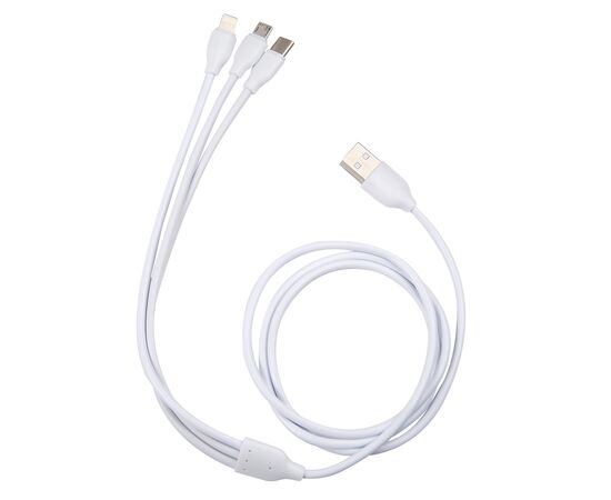  Дата-кабель mobility 3в1, USB – microUSB + Lightning + Type-C, 2A, белый 