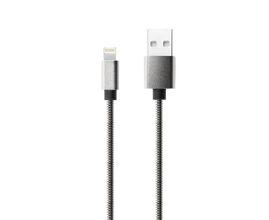  Дата-кабель Red Line S7 USB - 8 - pin для Apple, металлическая обмотка, серебристый 