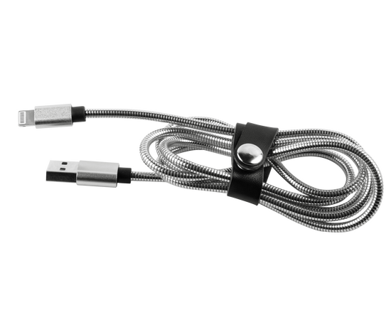  Дата-кабель Red Line S7 USB - 8 - pin для Apple, металлическая обмотка, серебристый 