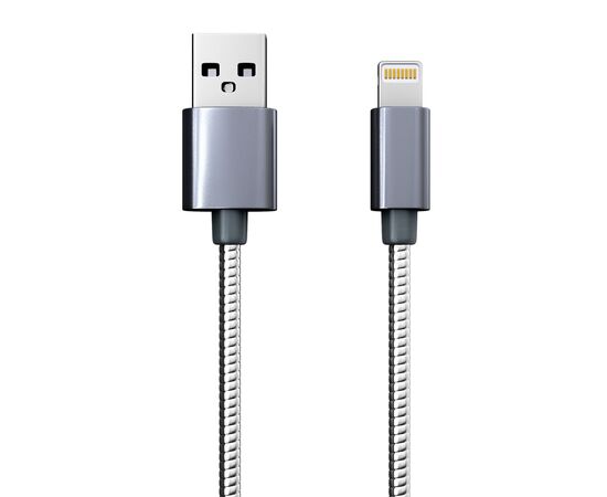  Дата-кабель Red Line S7 USB - 8 - pin для Apple, металлическая обмотка, серебристый 
