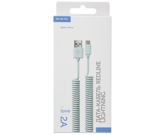  Дата-Кабель Red Line Spiral USB - Lightning, белый 