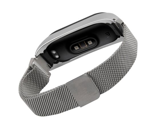  Ремешок металлический с магнитом для фитнес-браслета Xiaomi Mi Band 4/ Mi Band 3, серебристый 