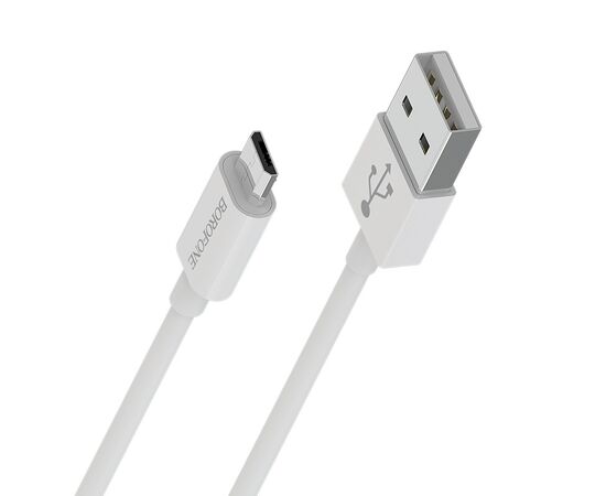  Кабель USB - микро USB Borofone BX22 Bloom, 1.0м, круглый, 2.1A, силикон, цвет: белый (1/648) 
