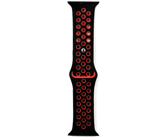  Ремешок силиконовый двухцветный для Apple watch - 42-44 mm (S3/S4/S5 SE/S6), черно-красный 
