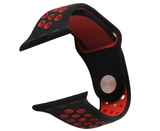  Ремешок силиконовый двухцветный для Apple watch - 42-44 mm (S3/S4/S5 SE/S6), черно-красный 