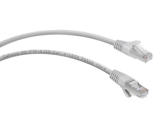  Патч-корд Cabeus (PC-FTP-RJ45-Cat.6-2m-LSZH) F/UTP, категория 6, 2xRJ45/8p8c, экранированный, серый, LSZH, 2м 