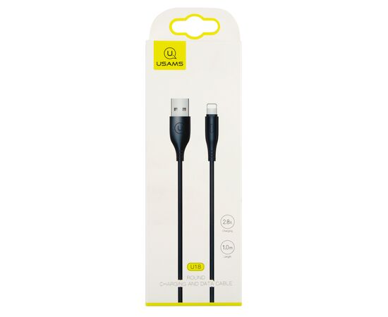  Дата-Кабель USAMS US-SJ266 U18 Lightning (1 м), круглый, черный (SJ266USB01) 
