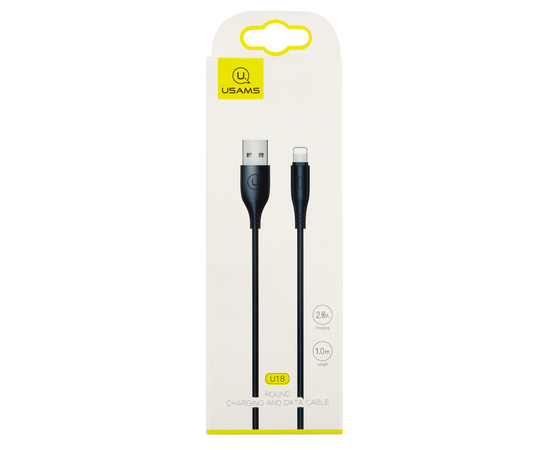  Дата-Кабель USAMS US-SJ266 U18 Lightning (1 м), круглый, черный (SJ266USB01) 