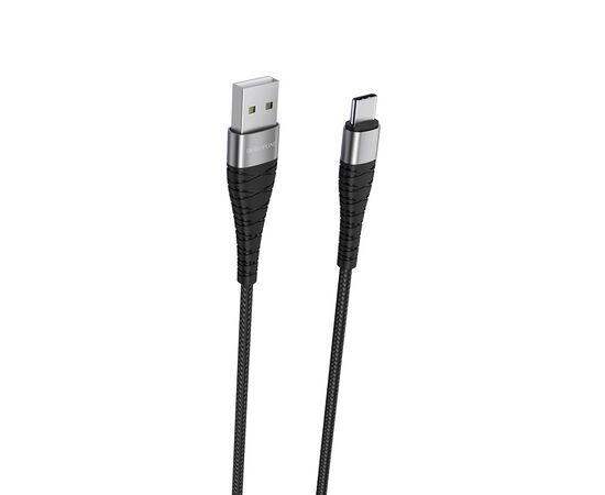  Кабель USB - Type-C Borofone BX32 Munificent, 1.0м, круглый, 5A, нейлон, в переплёте, цвет: чёрный(1/360) 