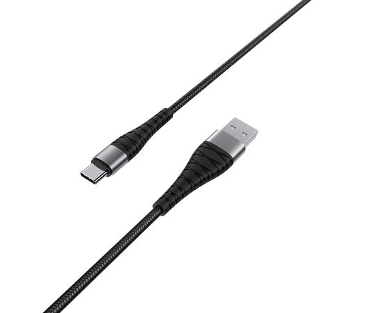  Кабель USB - Type-C Borofone BX32 Munificent, 1.0м, круглый, 5A, нейлон, в переплёте, цвет: чёрный(1/360) 