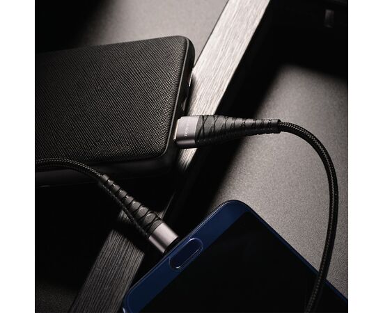  Кабель USB - Type-C Borofone BX32 Munificent, 1.0м, круглый, 5A, нейлон, в переплёте, цвет: чёрный(1/360) 