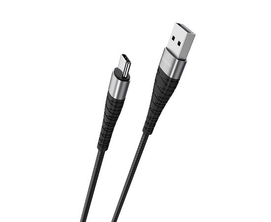  Кабель USB - Type-C Borofone BX32 Munificent, 1.0м, круглый, 5A, нейлон, в переплёте, цвет: чёрный(1/360) 