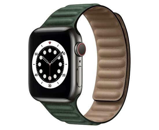  Ремешок APW31 на магнитной застёжке для Apple Watch 38/40/41мм/ Браслет из эко-кожи для Smart X7 mini/Smart GS8 mini / зеленый 