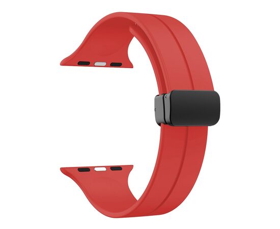  Ремешок на магнитной застёжки-бабочки APW29  для Apple Watch 38/40/41мм  / Браслет силиконовый с soft touch (соф тач) покрытием для Smart X7 mini/Smart GS8 mini/ красный 