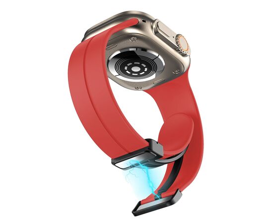  Ремешок на магнитной застёжки-бабочки APW29  для Apple Watch 38/40/41мм  / Браслет силиконовый с soft touch (соф тач) покрытием для Smart X7 mini/Smart GS8 mini/ красный 