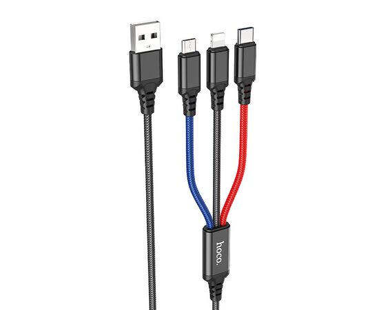  Кабель USB - Multi connector Hoco X76 3in1 100см 2A (multicolor) (215921) 