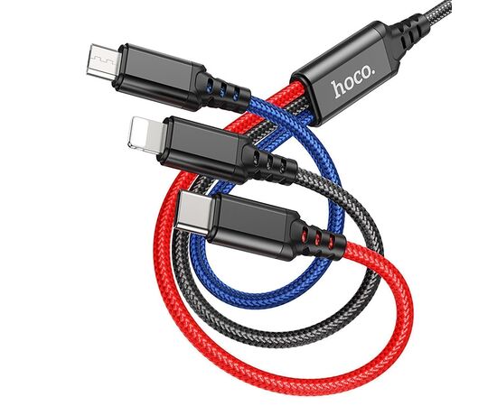  Кабель USB - Multi connector Hoco X76 3in1 100см 2A (multicolor) (215921) 
