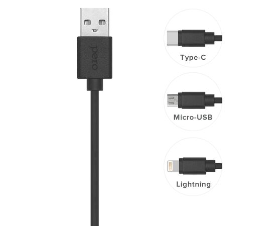  Дата-кабель PERO DC-03 micro-USB, 2А, 2м, черный 