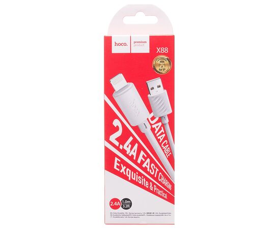 Кабель USB - Apple lightning Hoco X88 100см 2,4A (white) (215585) 