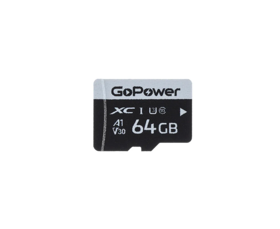  Карта памяти GoPower 00-00025677 microSD 64GB Class10 70 МБ/сек V30 без адаптера 