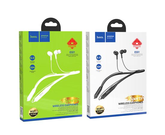  Наушники внутриканальные HOCO ES51 Era sports, Bluetooth, 90 см, 130 мАч, цвет: чёрный (1/100) 