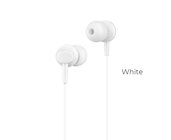  Наушники внутриканальные HOCO M14 Inital Sound, микрофон, кабель 1.2м, цвет: белый (1/30/300) 