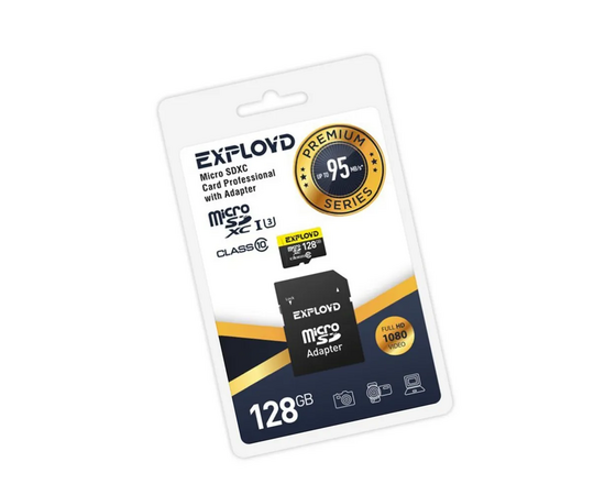  MicroSD  128GB  Exployd Class 10 Premium UHS-I U3 (95 Mb/s) без адаптера 