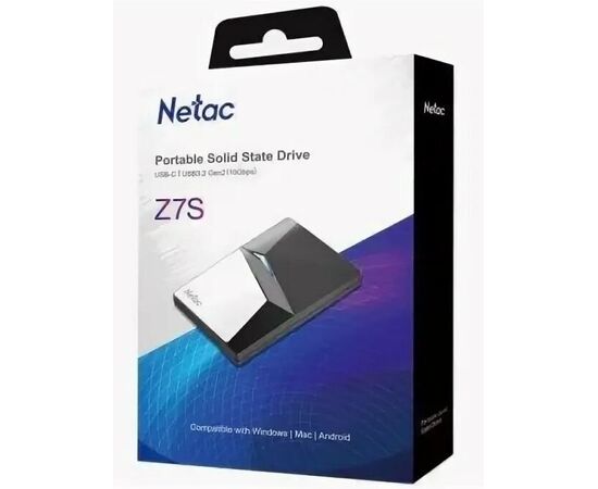  Внешний SSD  Netac  2 TB  Z7S USB-C чёрный/серебро, USB 3.2 