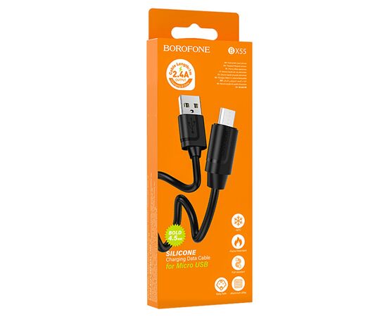  Кабель USB BOROFONE BX55 Harmony USB - MicroUSB, 2.4А, 1 м, черный 