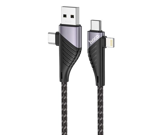  Кабель USB HOCO U95 Freeway 4 в 1 USB/Type-C - Type-C + Lightning, 5A, 60W, 1.2 м, черный 