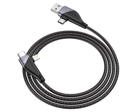  Кабель USB HOCO U95 Freeway 4 в 1 USB/Type-C - Type-C + Lightning, 5A, 60W, 1.2 м, черный 