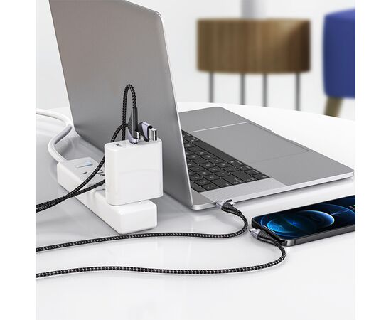  Кабель USB HOCO U95 Freeway 4 в 1 USB/Type-C - Type-C + Lightning, 5A, 60W, 1.2 м, черный 