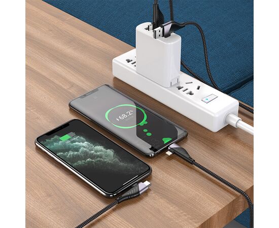  Кабель USB HOCO U95 Freeway 4 в 1 USB/Type-C - Type-C + Lightning, 5A, 60W, 1.2 м, черный 
