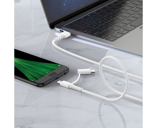  Кабель USB HOCO X54 Cool 2 в 1 USB - Lightning + MicroUSB, 2.4А, 1 м, белый 