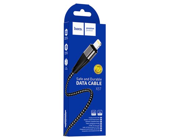  Кабель USB HOCO X57 Blessing USB - Lightning, 2.4А, 1 м, черный 