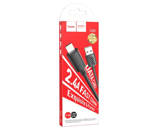  Кабель USB HOCO X88 Gratified USB - Lightning, 2.4А, 1 м, черный 
