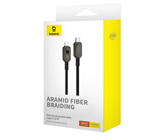  Кабель USB-C BASEUS Unbreakable Series Type-C - Lightning, 4A, 20W, 2 м, черный 