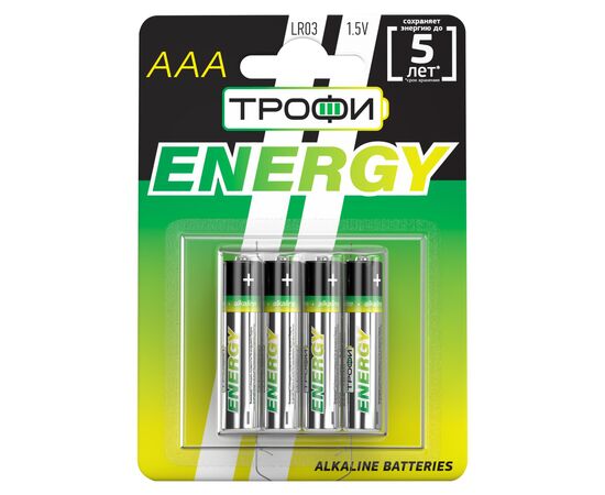  Элемент питания Трофи LR03-4BL ENERGY Alkaline (40/960/37440) 
