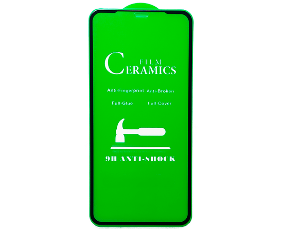  Защитная пленка Ceramics для iPhone 12 Pro Max 6.7", гибкое глянцевое, прозрачный+черная рамка 