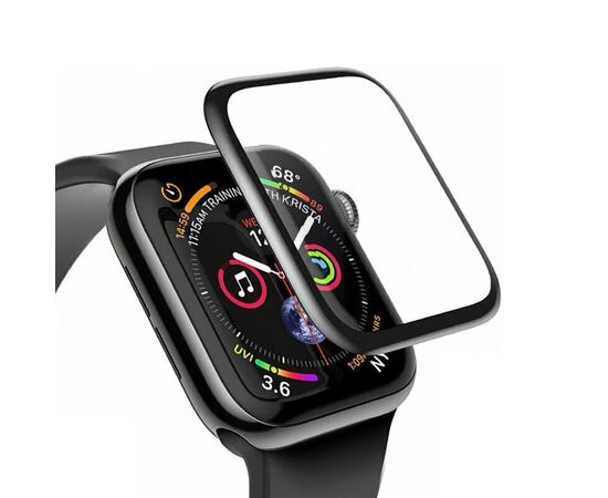  Защитное стекло COTEetCI 4D для Apple Watch 6, Full Glue 3D, 44mm, прозрачный+черная рамка 