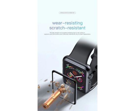  Защитное стекло COTEetCI 4D для Apple Watch 6, Full Glue 3D, 44mm, прозрачный+черная рамка 