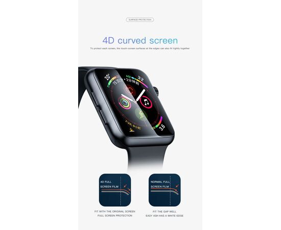  Защитное стекло COTEetCI 4D для Apple Watch 6, Full Glue 3D, 44mm, прозрачный+черная рамка 