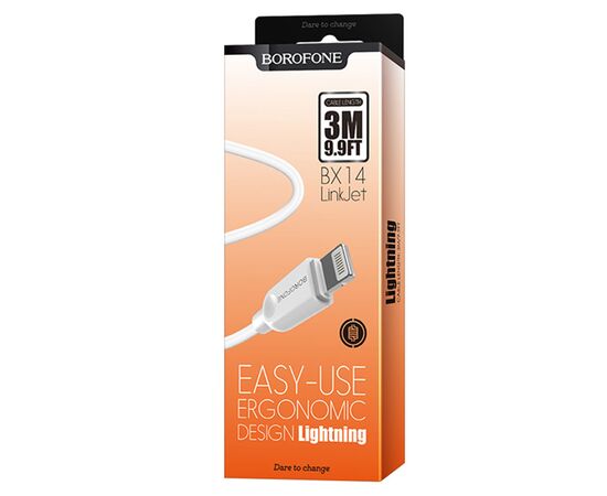  Кабель USB BOROFONE BX14 LinkJet USB - Lightning, 2.4А, 3 м, белый 