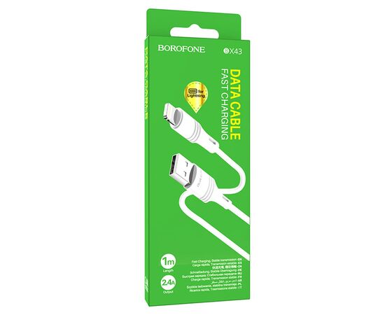  Кабель USB BOROFONE BX43 CoolJoy USB - Lightning, 2.4А, 1 м, белый 