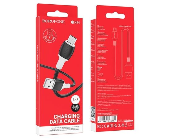  Кабель USB - micro USB Borofone BX84 100см 2,4A (black) (217540) 