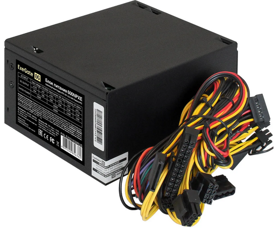  Блок питания ExeGate 600NPXE EX221639RUS-PC 600W (ATX, PPFC, PC, 12cm fan, 24pin, 2x(4+4)pin, 2xPCI-E, 5xSATA, 3xIDE, black) 